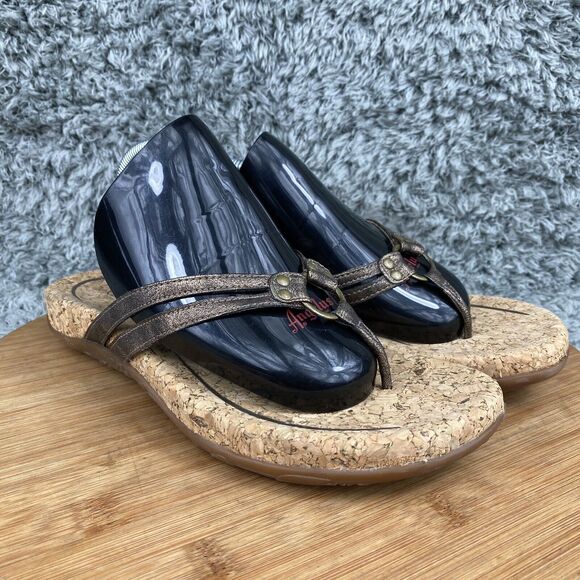 Aetrex Taylor Sandals Bronze Metallic Cork Thong Flip Flop Women's 8.5 - Picture 1 of 8